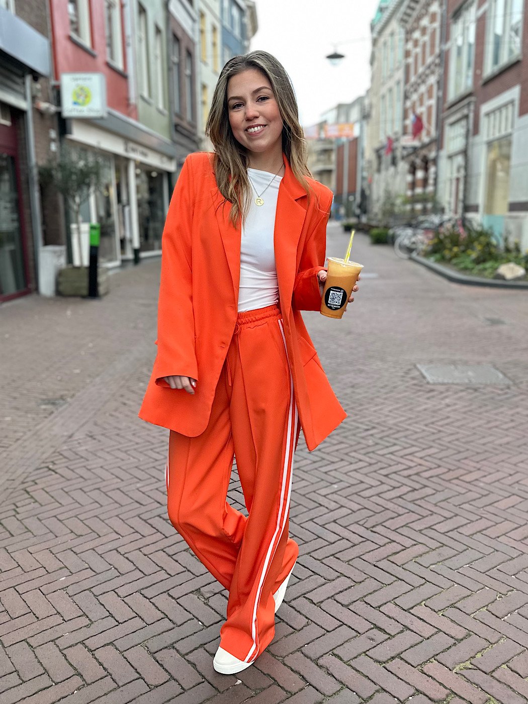 ZM - Oranje wide leg met strepen Novi